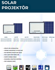 Lexron 100W Güneş Panelli Solar Led Projektör