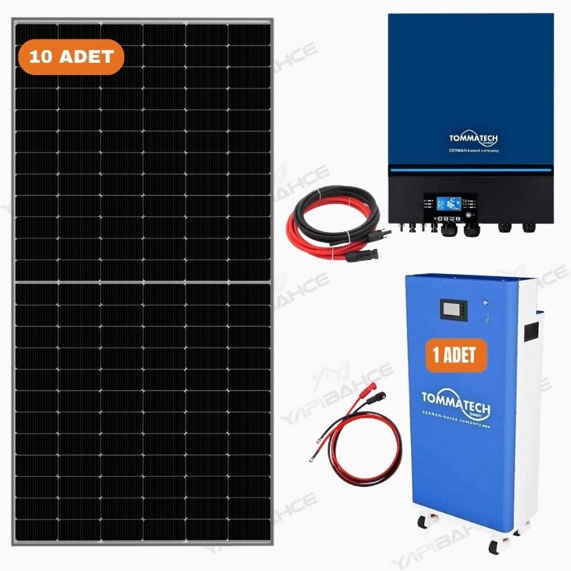 Yapı Solar TommaTech 15 Kw Lityum Akülü 11 kW Mppt İnverterli Hazır Solar Enerji Paketi