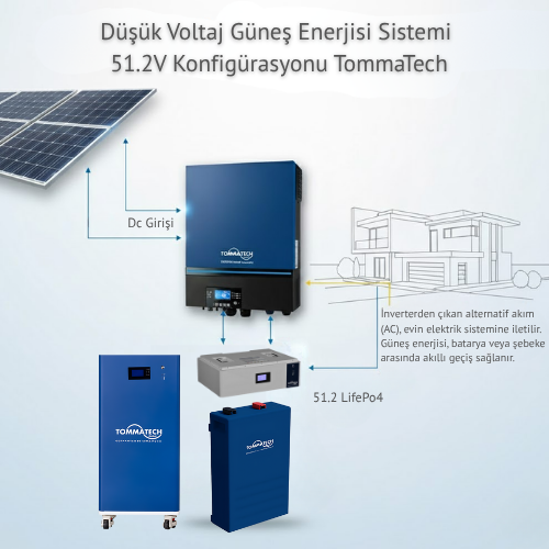 Yüksek Voltaj Güneş Enerjisi Sistemi — TommaTech UNO Hybrid 400V+ Şeması
