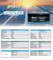 Orbus 25.6 V 200 Ah LifePo4 Lityum Akü