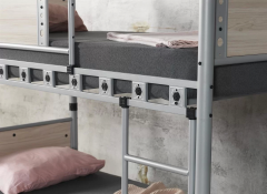 Elegan Genç Çocuk Odası Ahşap Başlıklı 90x190 Ve 90x200 Yatak Ölçülü Metal Ranza Ve Karyola