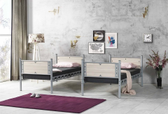 Elegan Genç Çocuk Odası Ahşap Başlıklı 90x190 Ve 90x200 Yatak Ölçülü Metal Ranza Ve Karyola
