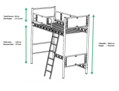 Radoma Genç Çocuk Odası Ahşap Başlıklı 90x190 Ve 90x200 Metal Ranza