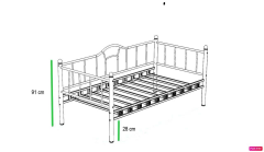Kamelya Metal Karyola 90x190 90x200 Tek Kişilik Genç-çocuk Yatak Odası Ferforje