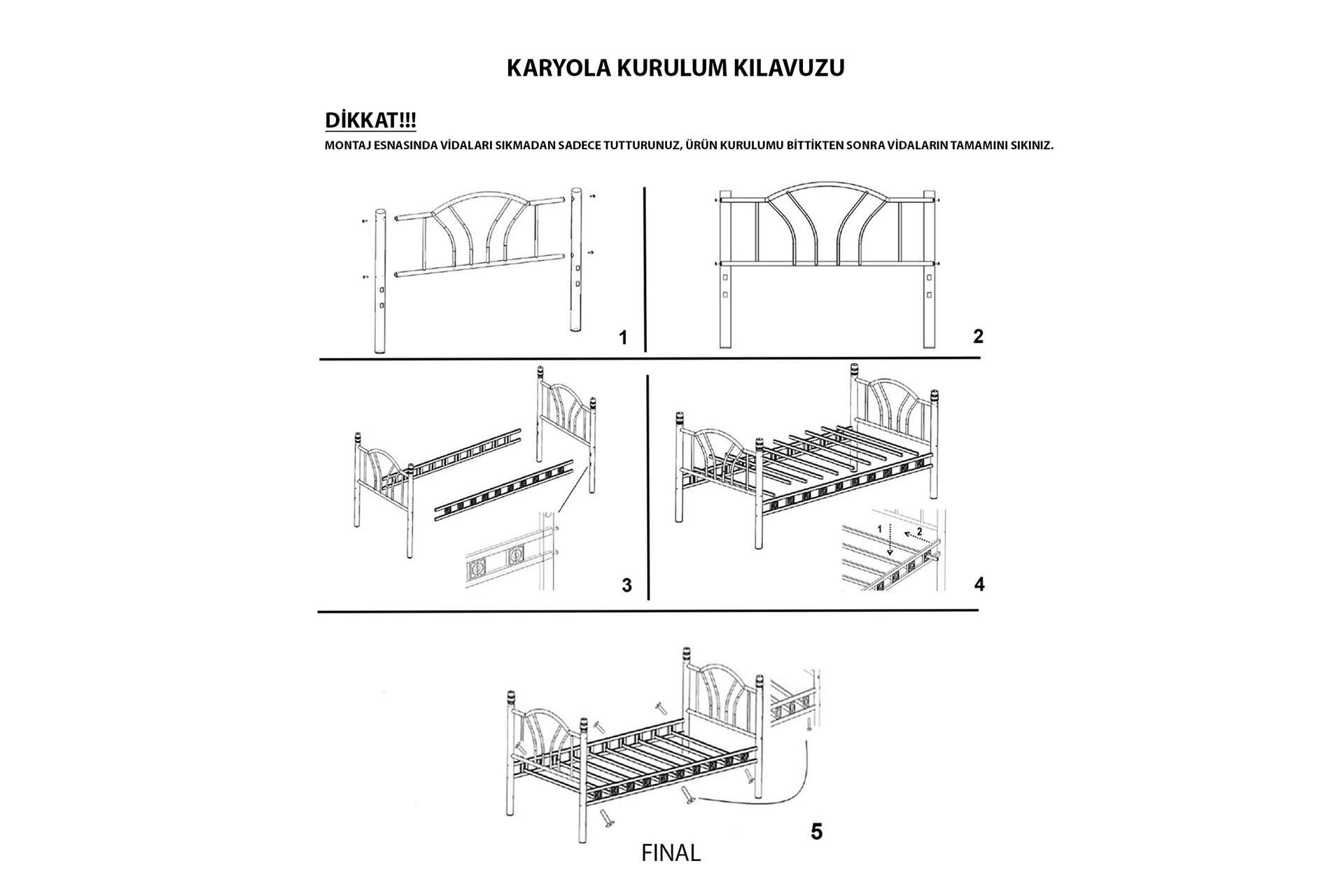 Orkide Tek Kişilik Genç-çocuk Yatak Odası Ferforje Metal 90x190 90x200 100x200 120x200 Karyola