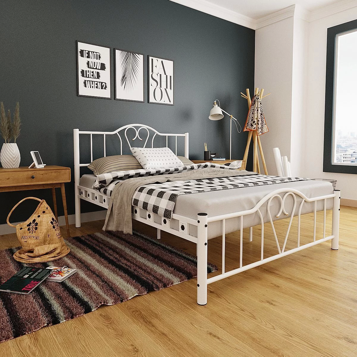 Orkide Çift Kişilik Yatak Odası Ferforje Metal 140x190 140x200 150x200 160x200 180x200 Karyola