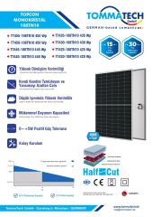 TommaTech 450W 108TN10 TOPCon Monokristal Half-Cut Güneş Paneli