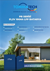 TommaTech 51.2V 100Ah LiFePO4 LFP Lityum Batarya