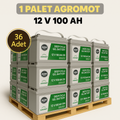Agromot 12V 100AH Jel Akü Palet (36 Adet)