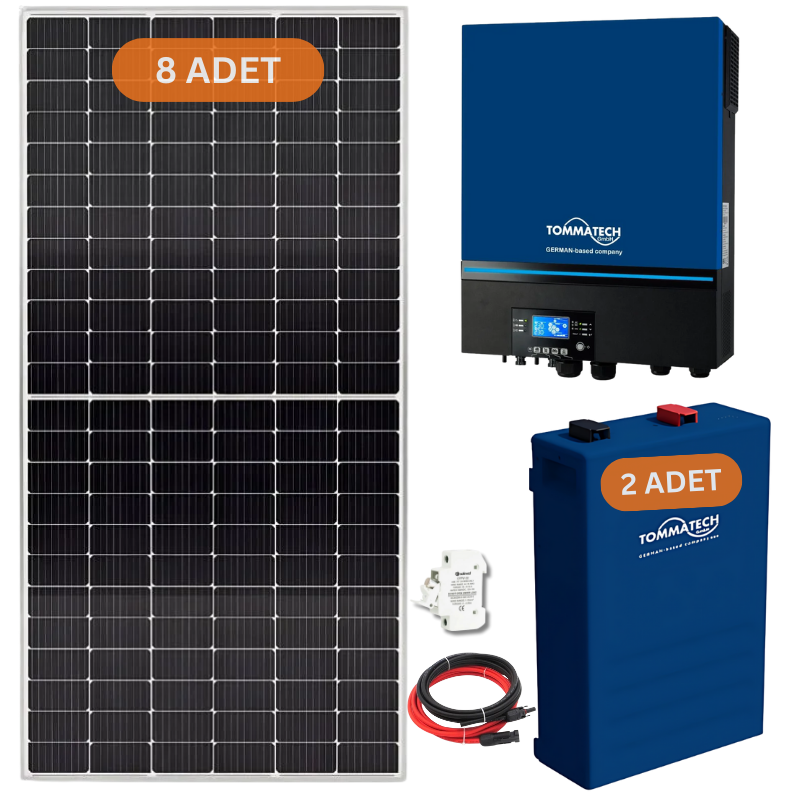 TOMMATECH 7.2 KW 51.2 KW Lityum Akülü Hazır Solar Enerji Paketi