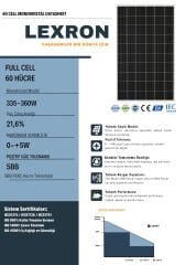 Lexron 360 W PERC Monokristal Güneş Paneli