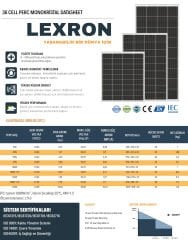 Lexron 12 W PERC Monokristal Güneş Paneli