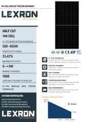 Lexron 600W Half Cut Topcon Güneş Paneli