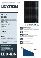 Lexron Bifacial 700W Half Cut Topcon Güneş Paneli
