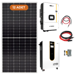Mexxsun 15 kW Hibrit Trifaze İnverterli 15,3 kWh Lityum Depolamalı Hazır Solar Enerji Paketi