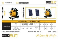 Mexxsun DC Yüzey Pompa 1Hp 750W (SFP6-20-750W/72V)