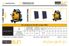Mexxsun DC Yüzey Pompa 1Hp 750W (SFP6-20-750W/72V)