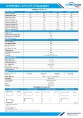 TommaTech 25.6 V 100 AH Marin Bluetooth Lityum Batarya