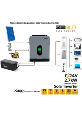 Sako E-sun 24 Volt 2.7 Kw Tam Sinüs Mppt Akıllı İnverter 450 Vdc