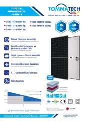 TommaTech 600 W 144TN M10 TOPCon Güneş Paneli 1 Palet 31 Adet