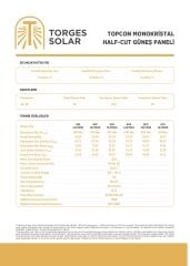 Torges Plus A+ 600 W 144TN M10 TOPCon Güneş Paneli 1 Palet 31 Adet