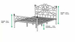 Bergama Çift Kişilik Yatak Odası Ferforje Metal 140x190 140x200 150x200 160x200 180x200 Karyola