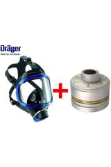 Drager X-plore 6300 Tek Filtreli Tam Yüz Gaz Maskesi + Rd40 A2b2e2k1 6738802 Filtresi