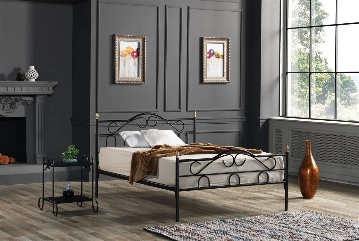 Truva Çift Kişilik Yatak Odası Ferforje Metal 140x190 140x200 150x200 160x200 180x200 Karyola