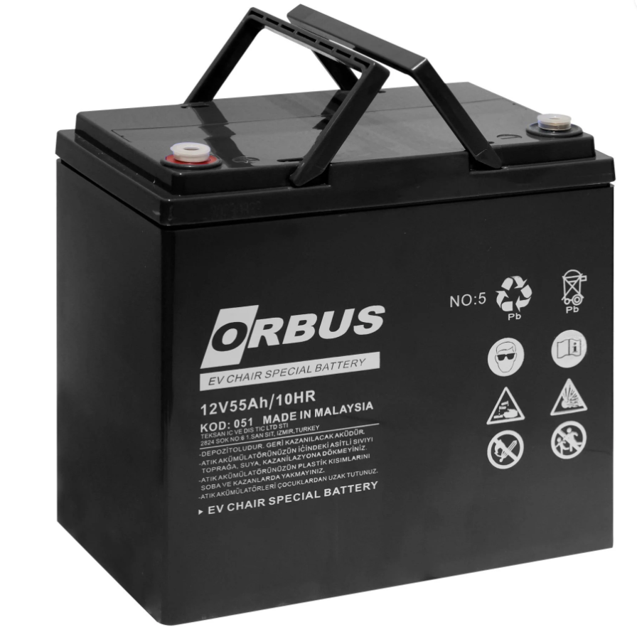 Orbus 12V 55Ah Engelli Araç Aküsü