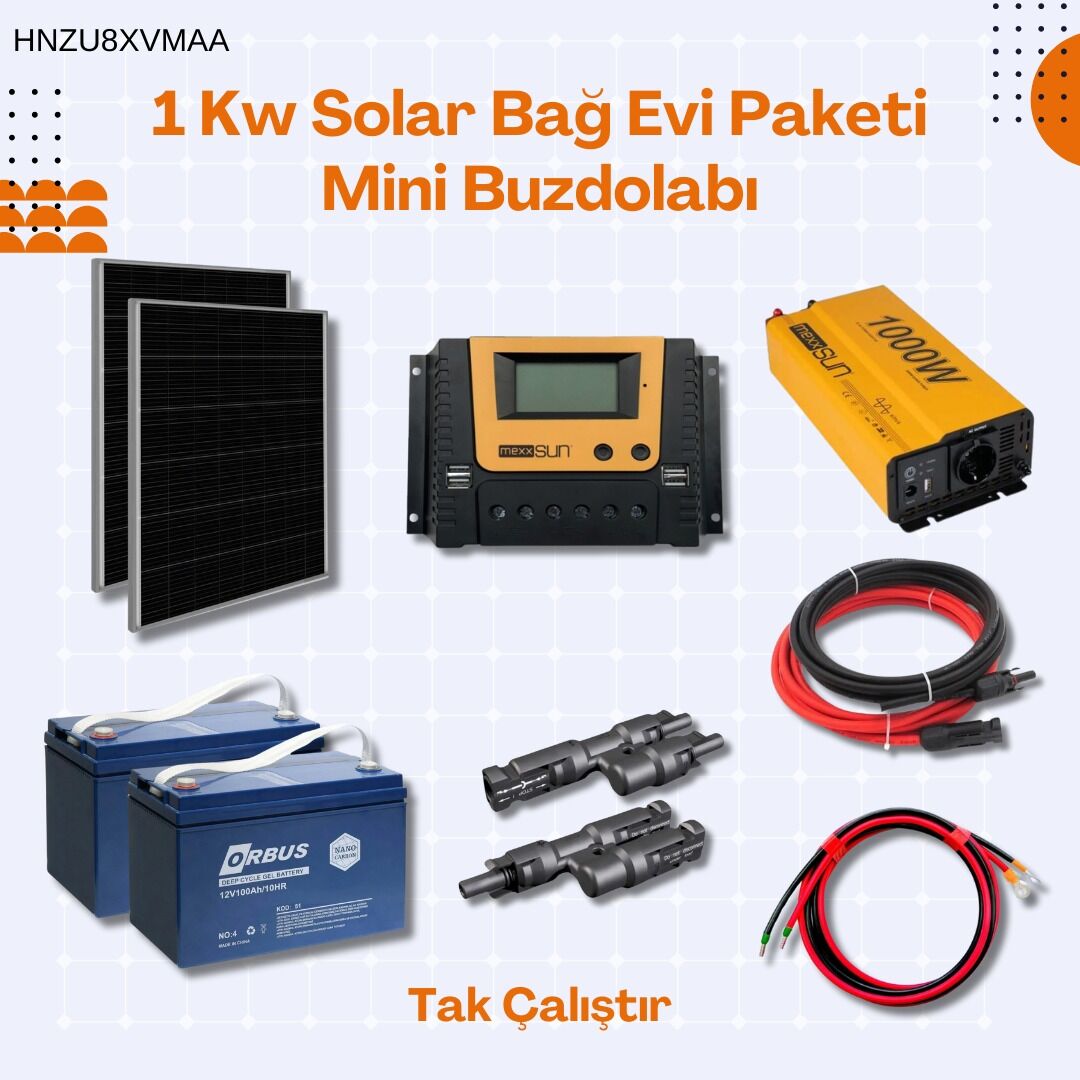 Yapı Solar 1 Kw Mini Buzdolabı Solar Bağ Evi Paketi Tak Çalıştır