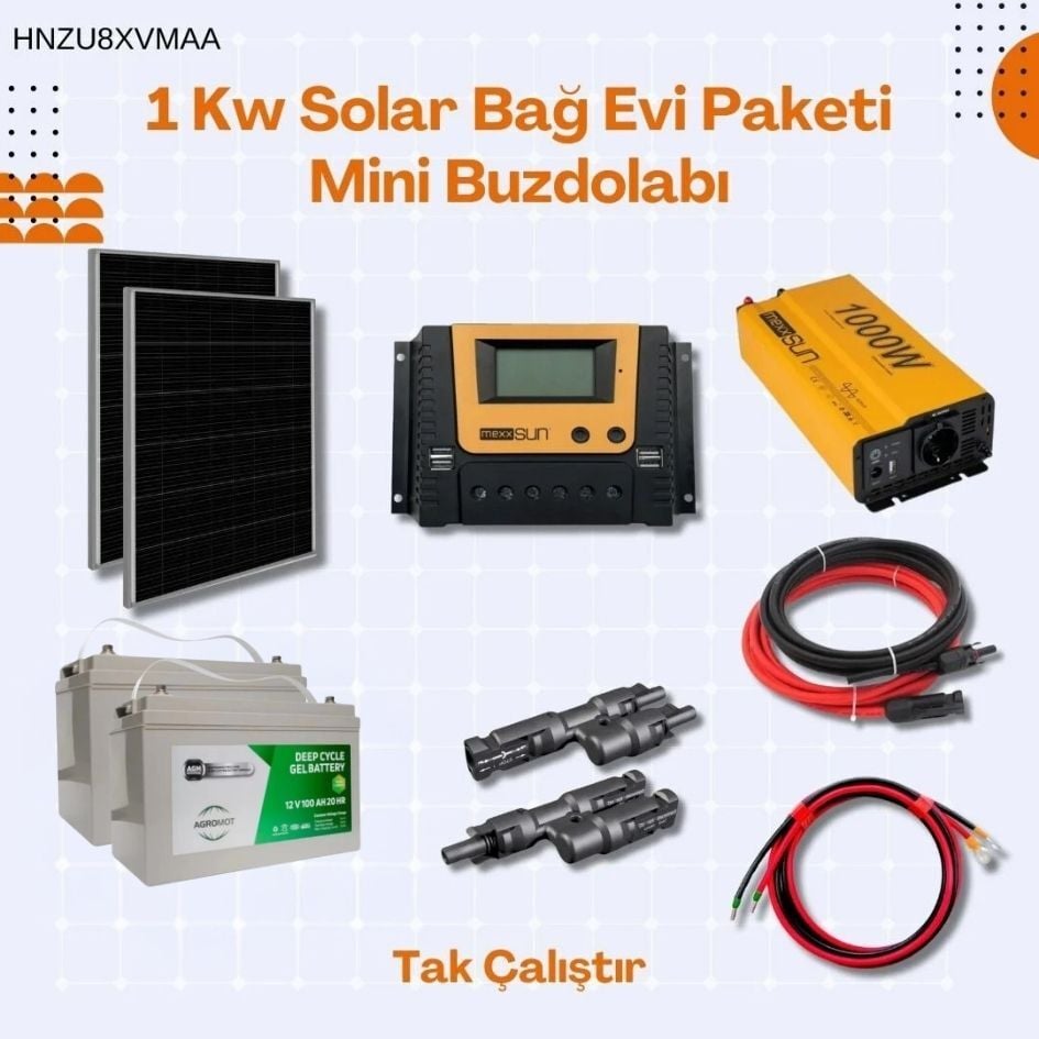 Yapı Solar 1 Kw Mini Buzdolabı Solar Bağ Evi Paketi Tak Çalıştır