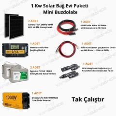 Yapı Solar 1 Kw Mini Buzdolabı Solar Bağ Evi Paketi Tak Çalıştır