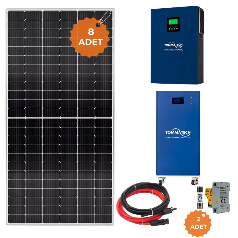Tommatech 15 Kwh Depolamalı 8 kW İnverterli Solar Enerji Paketi Tak Çalıştır