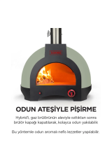 Hybrid 66 Gazlı Ve Odun Ateşli Taş Fırın - Yeşil - Pizza, Pide, Lahmacun, Ekmek, Güveç Taşfırını