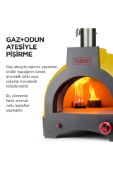 Hybrid 66 Gazlı Ve Odun Ateşli Taş Fırın - Sarı - Pizza, Pide, Lahmacun, Ekmek, Güveç Taşfırını