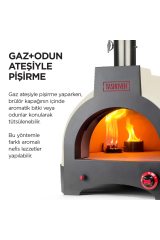 Hybrid 66 Gazlı Ve Odun Ateşli Taş Fırın - Bej - Pizza, Pide, Lahmacun, Ekmek, Güveç Taşfırını