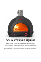 Hybrid 66 Gazlı Ve Odun Ateşli Taş Fırın - Sıyah - Pizza, Pide, Lahmacun, Ekmek, Güveç Taşfırını
