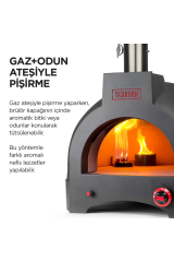 Hybrid 66 Gazlı Ve Odun Ateşli Taş Fırın - Sıyah - Pizza, Pide, Lahmacun, Ekmek, Güveç Taşfırını