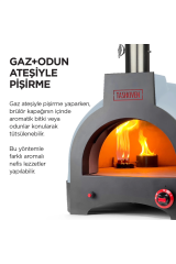 Hybrid 66 Gazlı Ve Odun Ateşli Taş Fırın - Mavi - Pizza, Pide, Lahmacun, Ekmek, Güveç Taşfırını