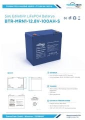 Tommatech Marine 12.8 V 100 Ah LiFePO4 ABS+PC Kasa Lityum Batarya