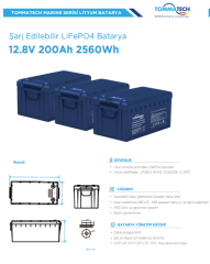 TommaTech Marine 25.6 V 100 Ah LİFEPO4 ABS+PC Kasa Lityum Batarya
