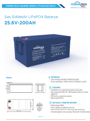 TommaTech Marine 25.6 V 200 Ah LİFEPO4 ABS+PC Kasa Lityum Batarya