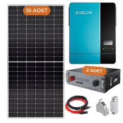 Exelon 11 kW İnverterli 10 kWh Lityum Akülü Solar Enerji Paketi
