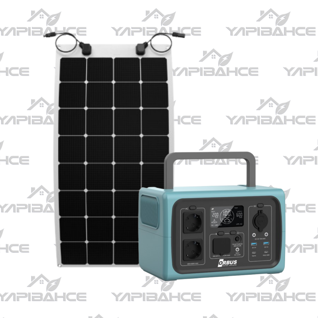 Yapı Solar Orbus 600 W Taşınabilir Güç Kaynağı Power Station 110WP Esnek Panel Paketi
