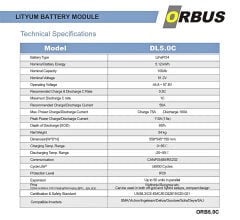 Orbus 51.2 V 100 Ah Lityum Lifepo4 LFP Akü